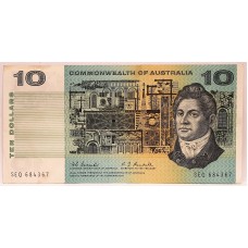 AUSTRALIA 1967 . TEN 10 DOLLAR BANKNOTE . COOMBS/RANDALL